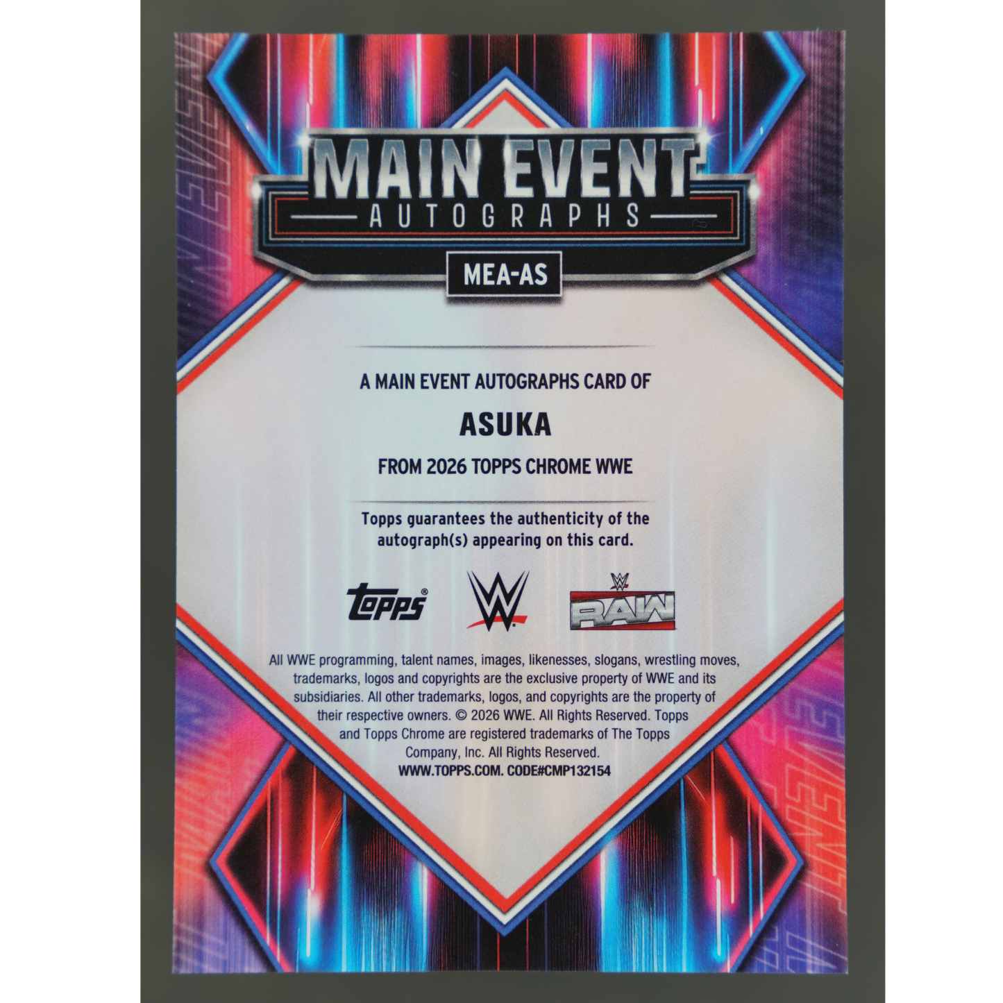 Asuka 2026 Chrome Main Event Auto Refractor #MEA-AS