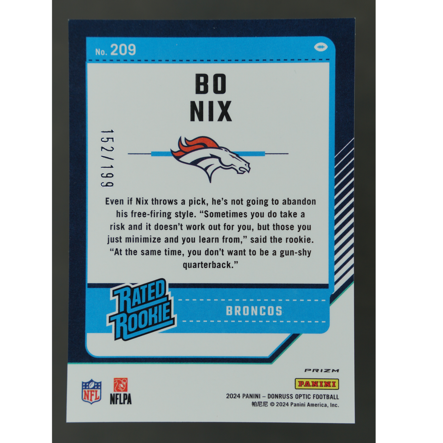 Bo Nix 2024 Optic RC 152/199 #209