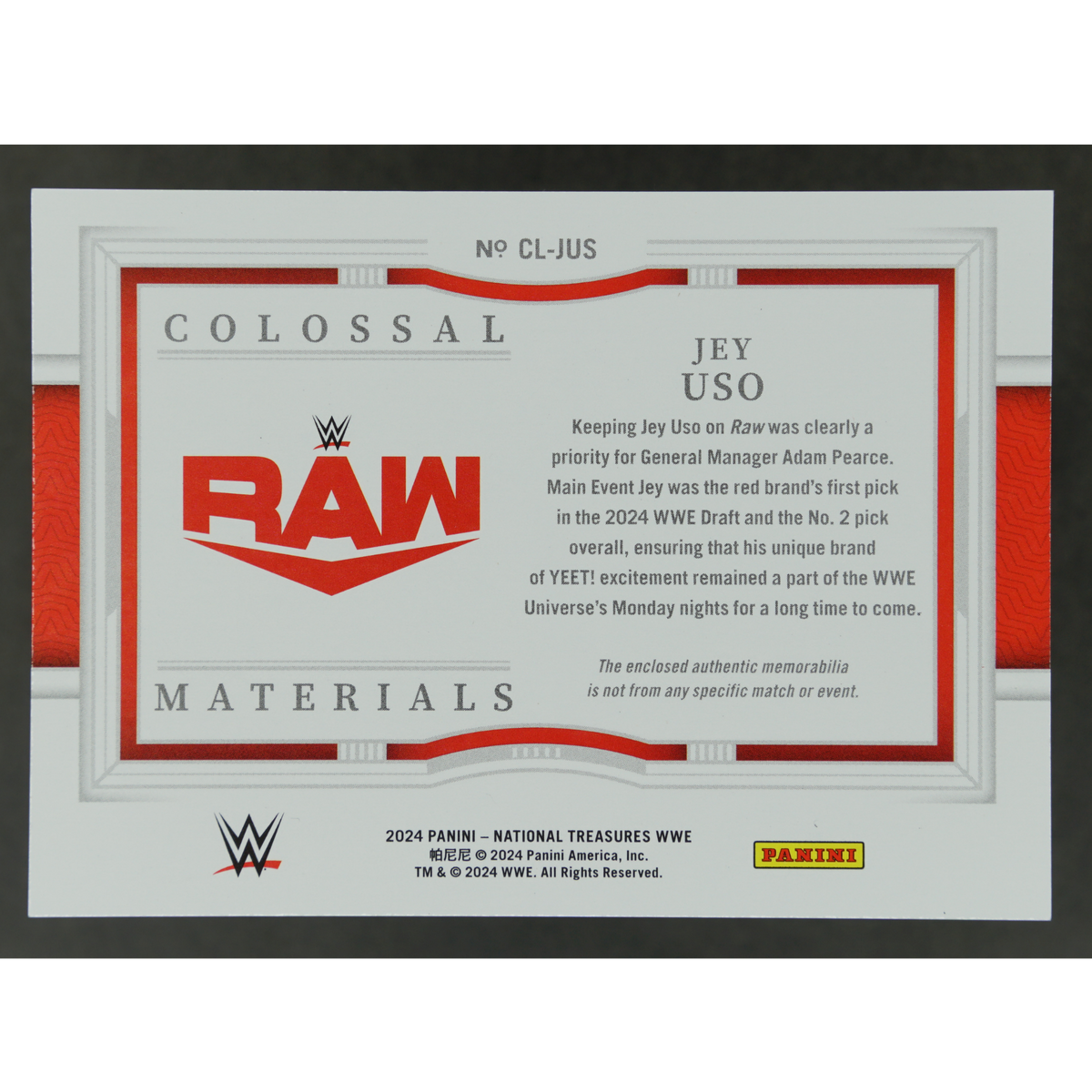 Jey Uso 2024 Colossal Memorabilia 6/10 #CL-JUS