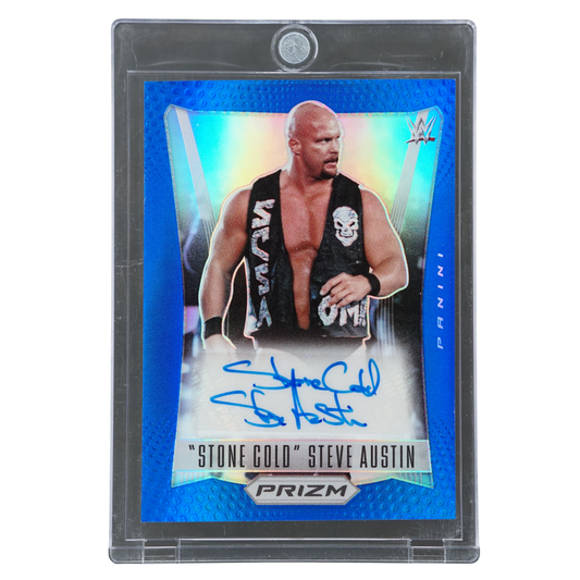 "Stone Cold" Steve Austin 2023 Prizm Throwback Blue Auto 4/49 #TB-SCA