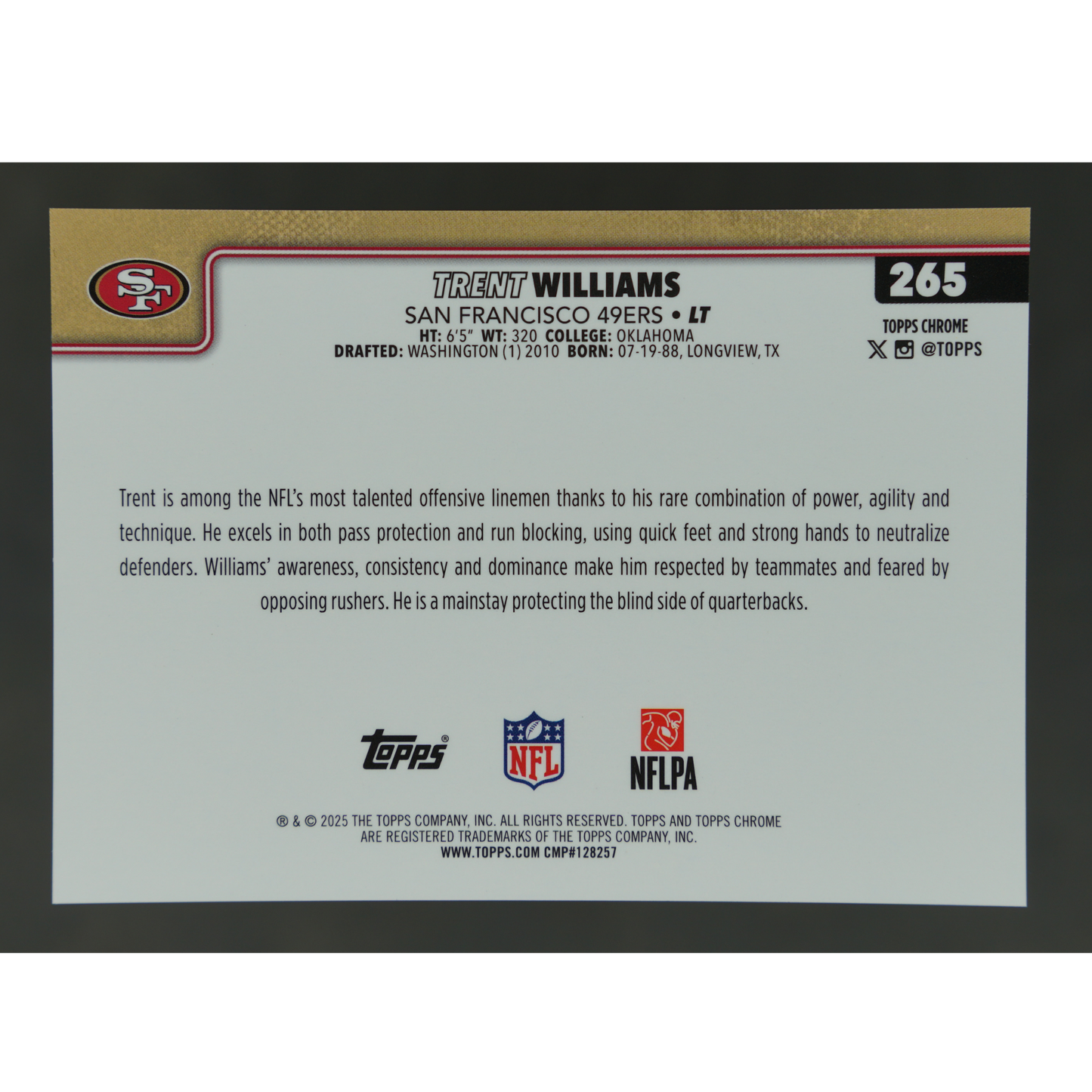 Trent Williams 2025 Chrome 5/5 #265