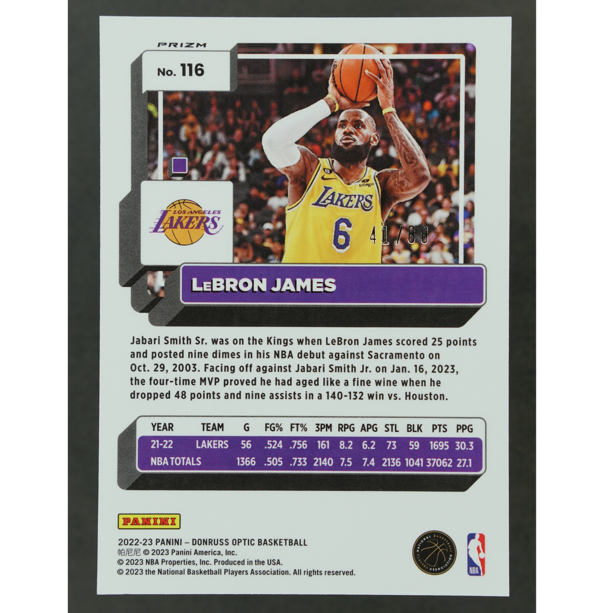 Lebron James 2022-23 Optic Red Mojo 41/88 #116