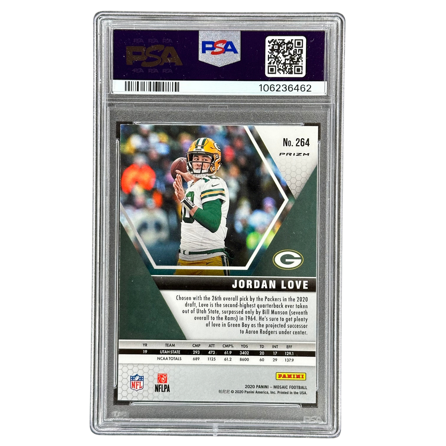 Jordan Love 2020 Mosaic Camo Pink RC Rookie Card NFL Debut PSA 9 #264