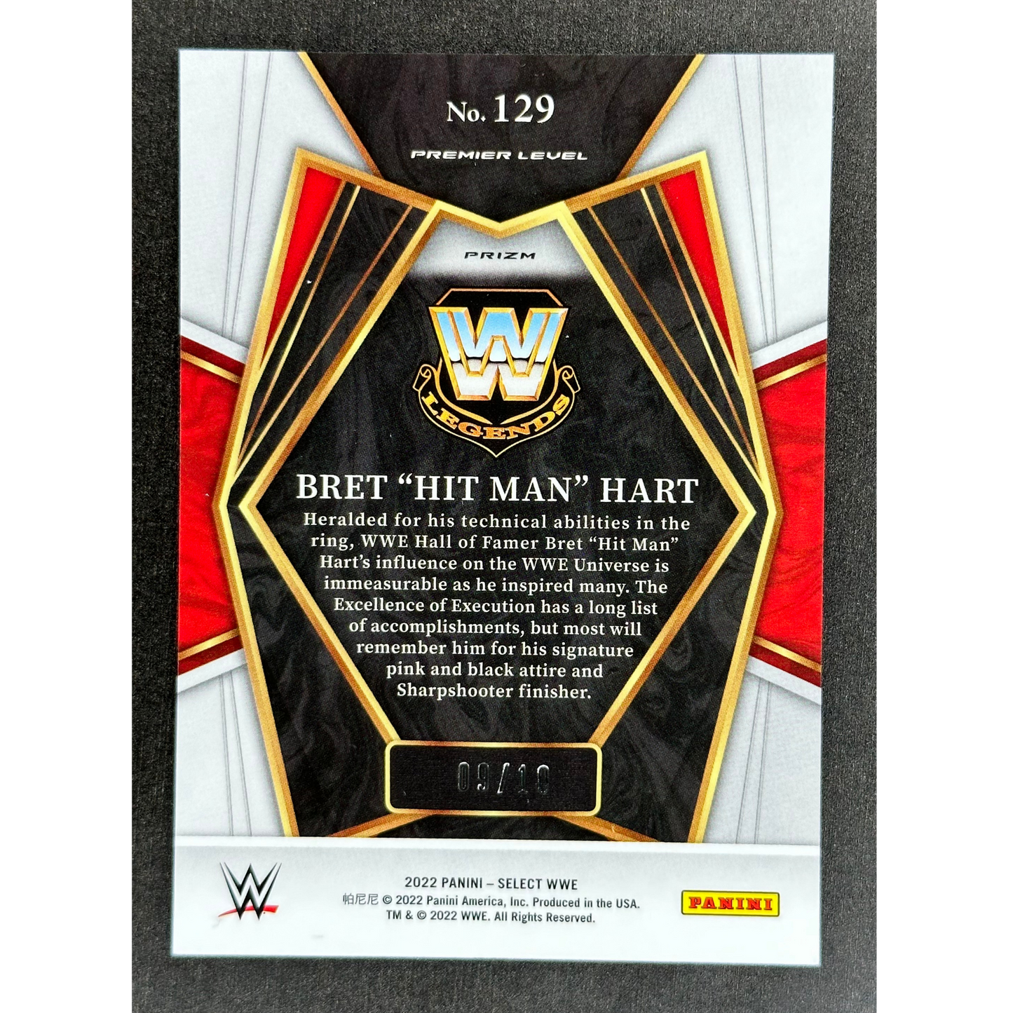 Bret „Hitman“ Hart 2022 Select Gold 9/10 #129