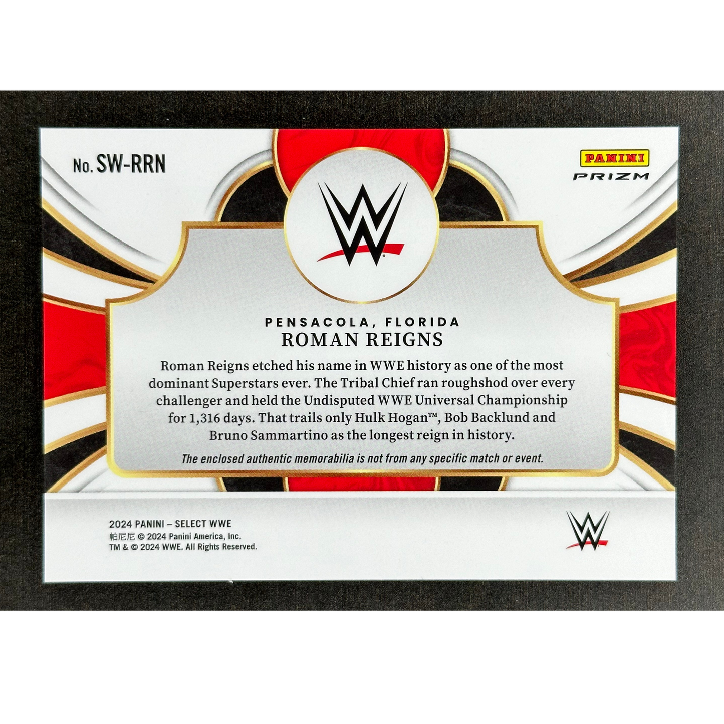 Roman Reigns 2024 Select Swatches #SW-RRN