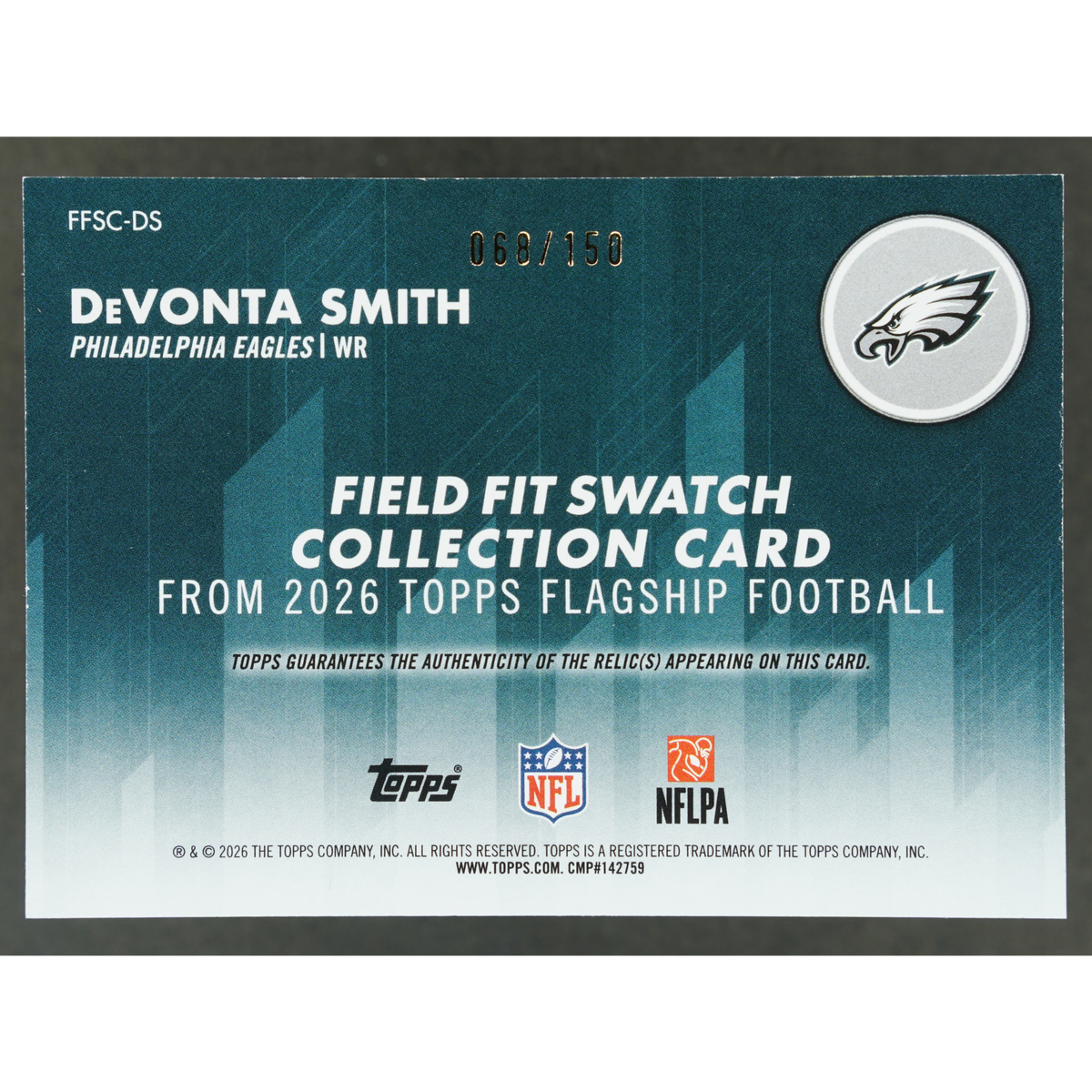 DeVonta Smith 2026 Topps Field Fit Swatch Memorabilia 68/150 #FFSC-DS