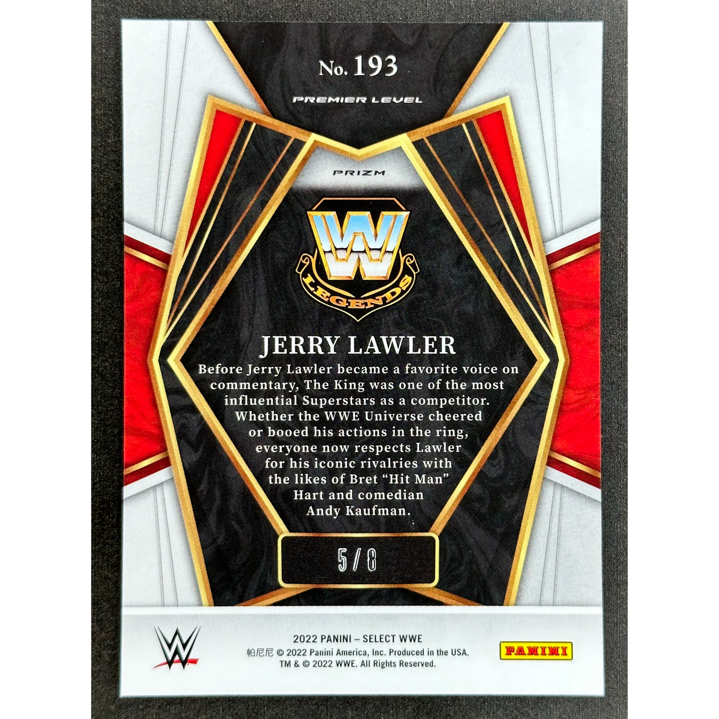 Jerry Lawler 2022 Select Lucky Envelopes 5/8 #193