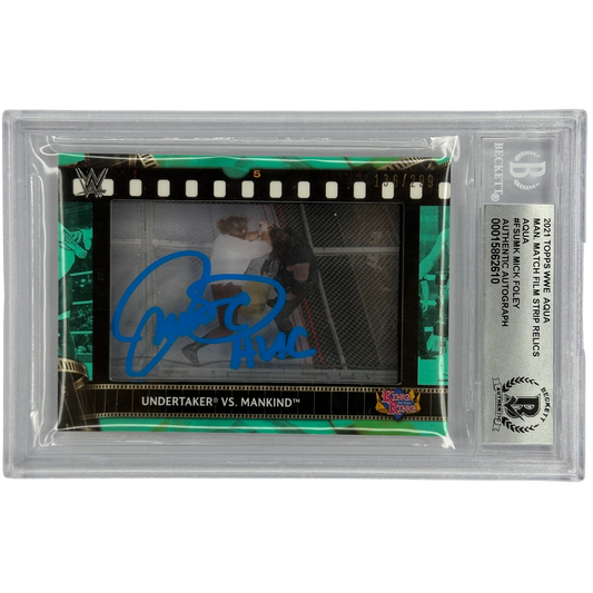 Undertaker vs Mankind 2021 Film Strip Relics Aqua Mick Foley Signed  Beckett Authentic #FS-UMK