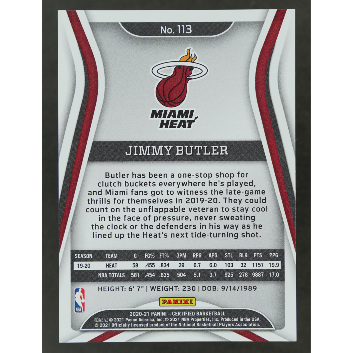 Jimmy Butler 2020 Certified Gold 3/10 #113