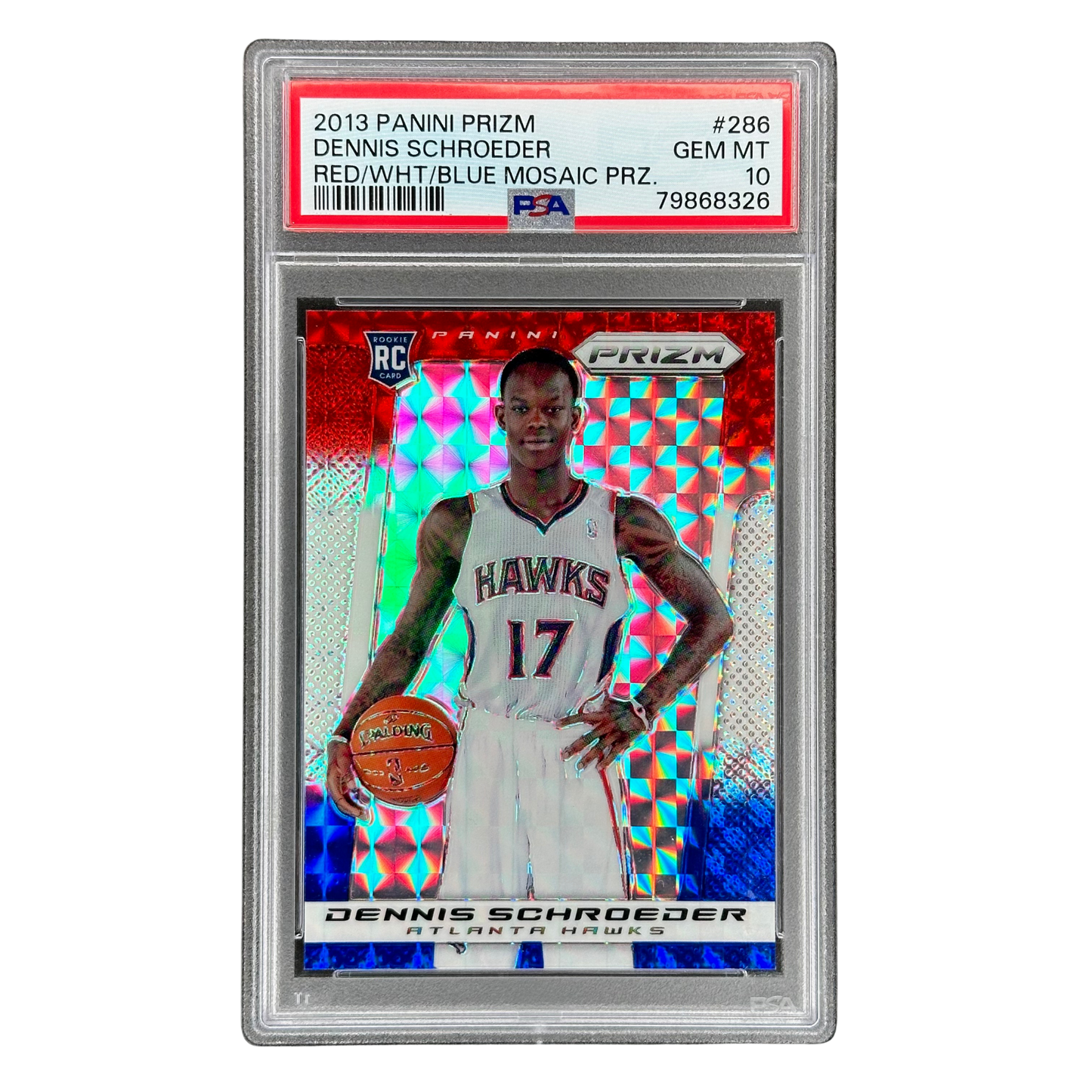 Dennis Schröder 2013 Prizm Red/White/Blue Mosaic RC Rookie Card PSA 10 #286