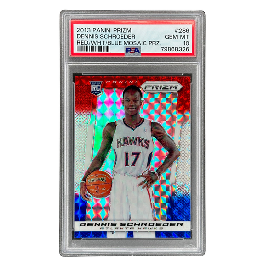 Dennis Schröder 2013 Prizm Red/White/Blue Mosaic RC Rookie Card PSA 10 #286