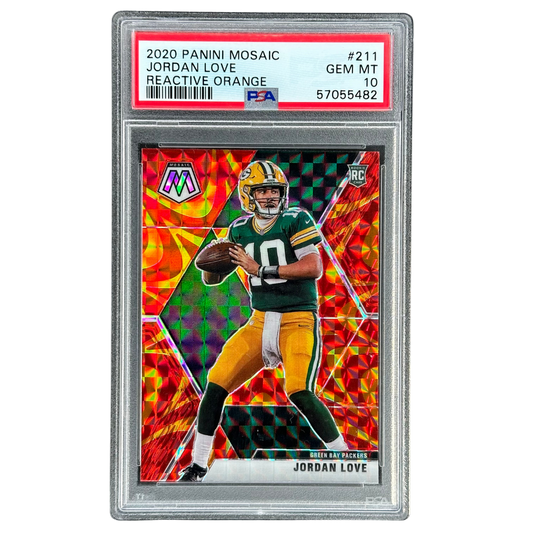 Jordan Love 2020 Mosaic Reactive Orange RC Rookie Card PSA 10