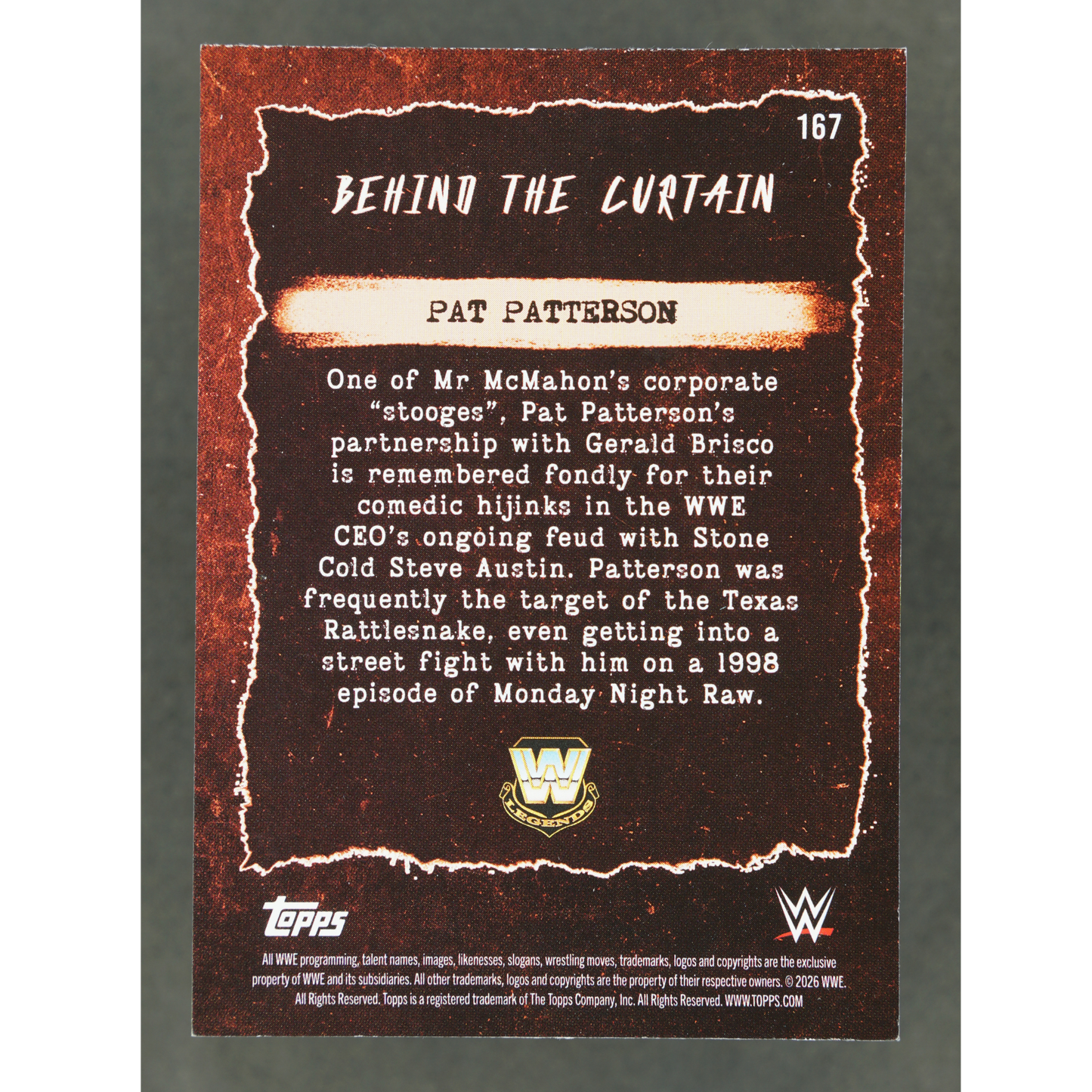 Pat Patterson 2026 WWE Decades Behind the Curtain 7/25 #167