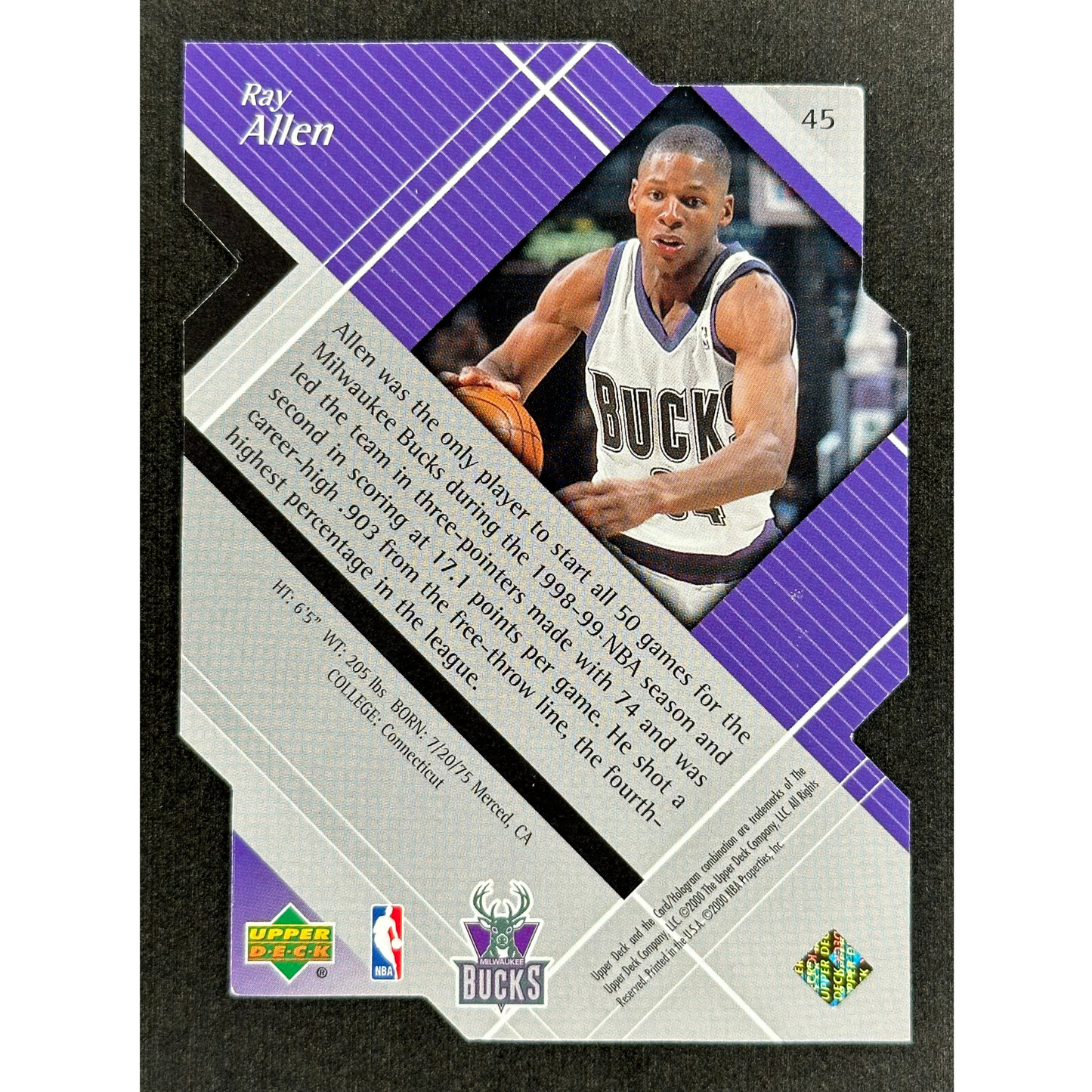 Ray Allen 2000 Upper Deck Black Diamond 28/100 Die-Cut #45