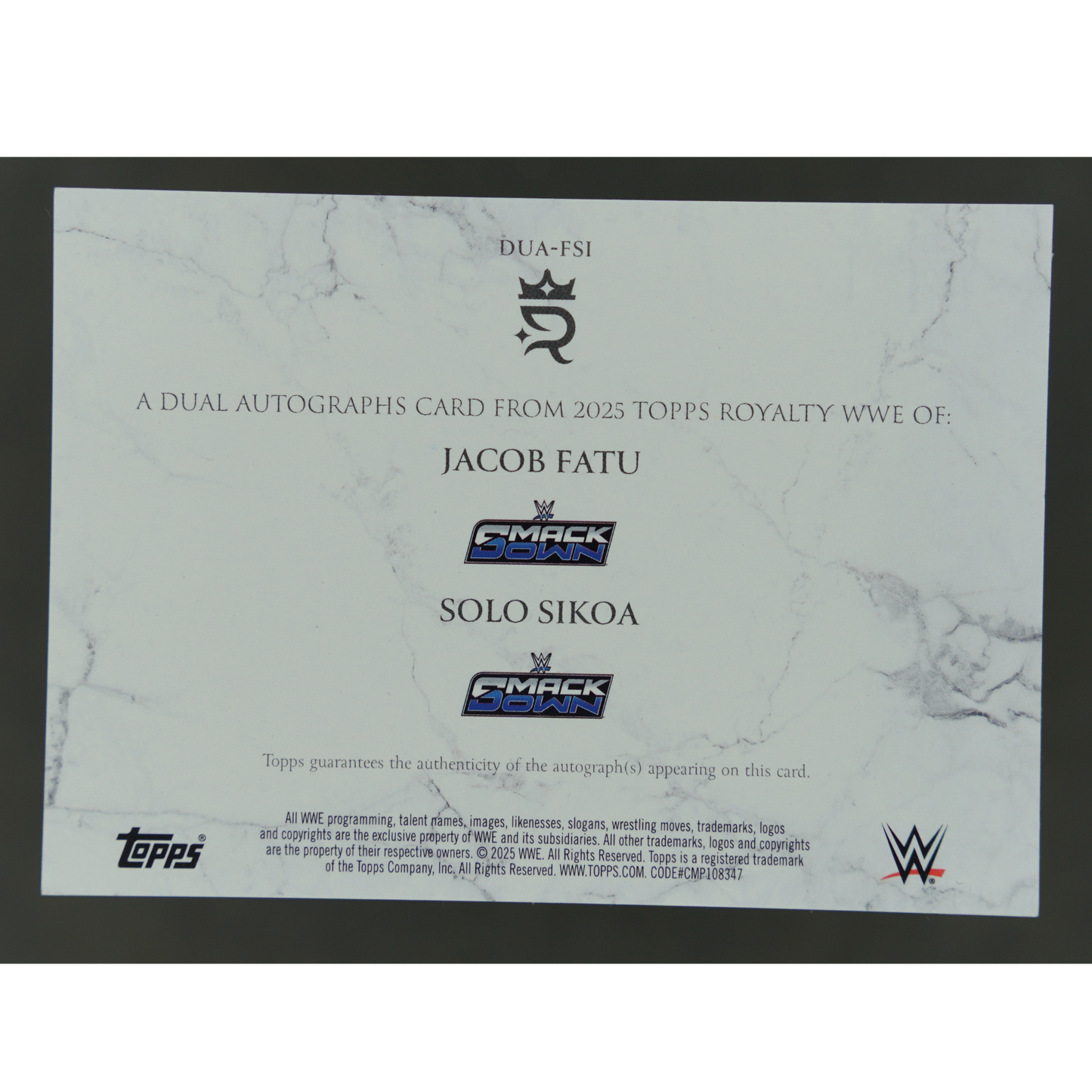 Jacob Fatu und Solo Sikoa 2025 Royalty Dual Auto 19/25 #DUA-FSI