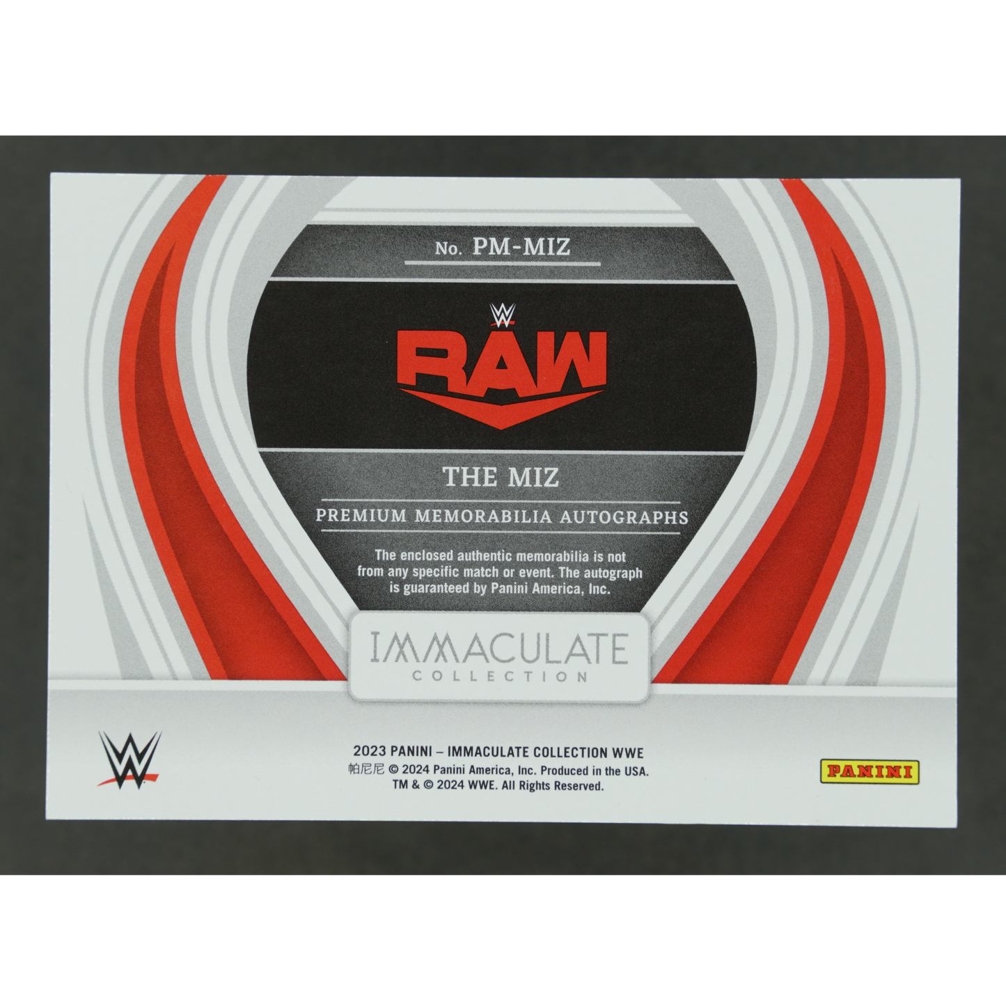The Miz 2023 Immaculate Memorabilia Auto 4/5 #PM-MIZ