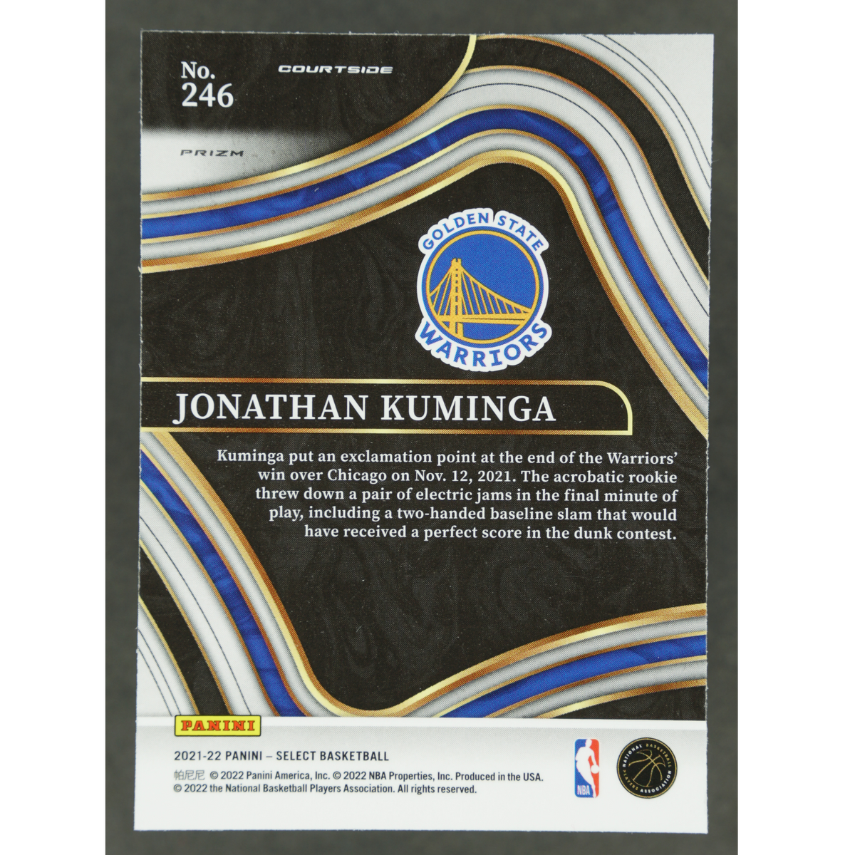 Jonathan Kuminga 2021 Select Courtside Gold Wave RC #246