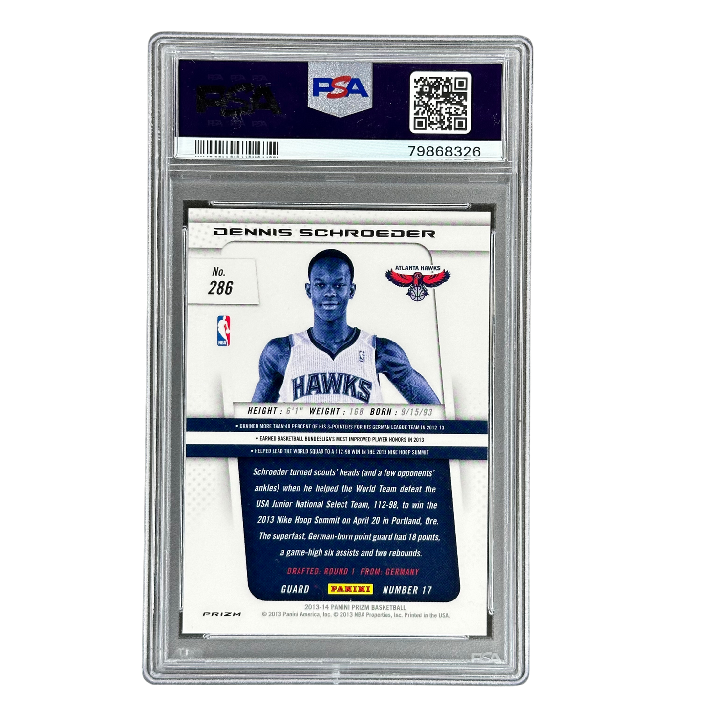 Dennis Schröder 2013 Prizm Red/White/Blue Mosaic RC Rookie Card PSA 10 #286