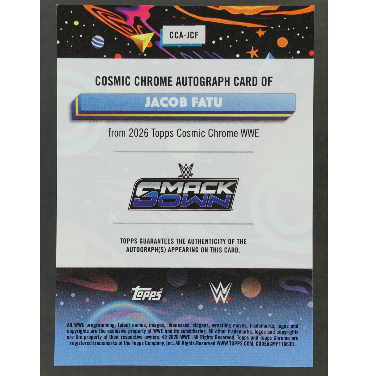 Jacob Fatu 2026 Cosmic Orange Auto 2/25 #CCA-JCF