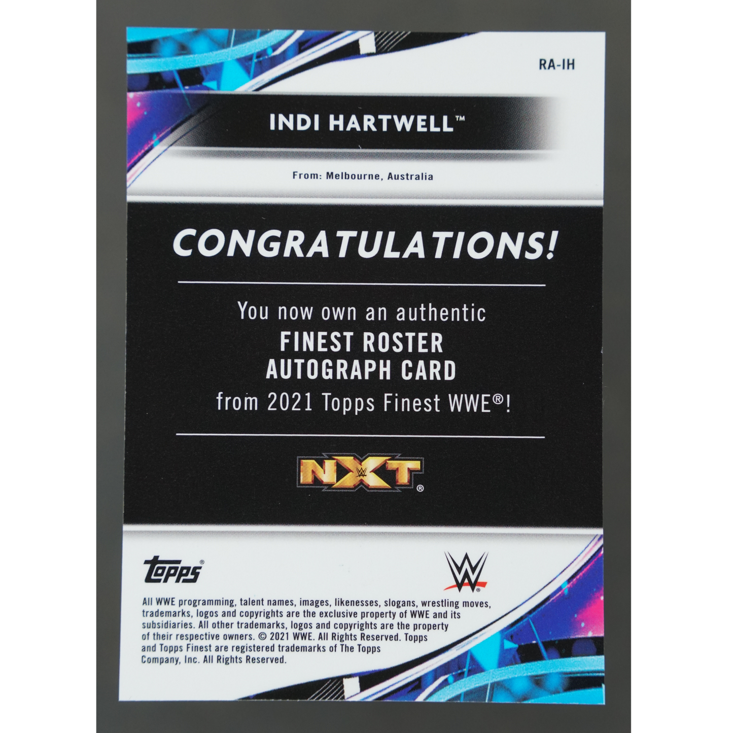 Indi Hartwell 2021 Finest Auto RC #RA-IH