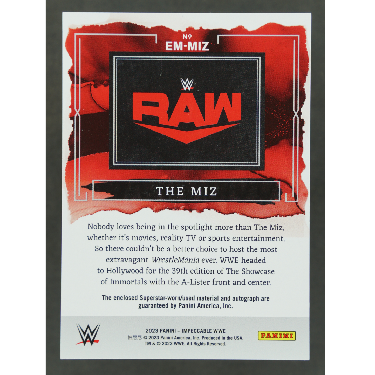 The Miz 2023 Impeccable Elegance Memorabilia Auto 8/10 #EM-MIZ