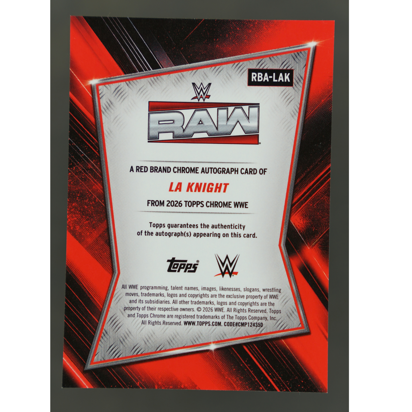 LA Knight 2026 Chrome Red Brand Auto Black 8/10 #RBA-LAK