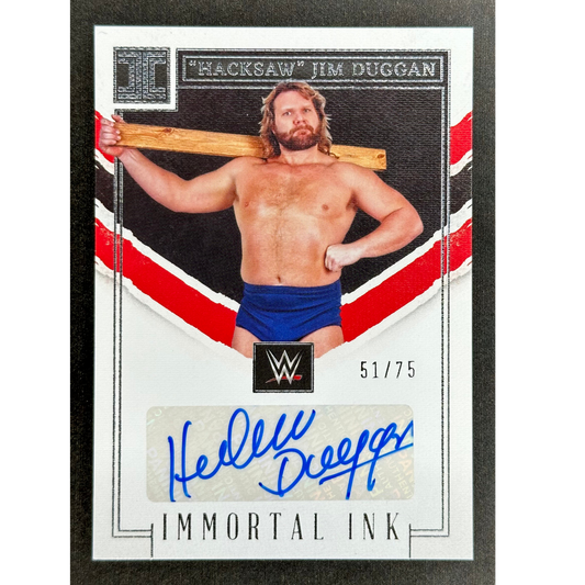 "Hacksaw" Jim Duggan 2023 Impeccable Immortal Ink Auto 51/75 #IM-HJD