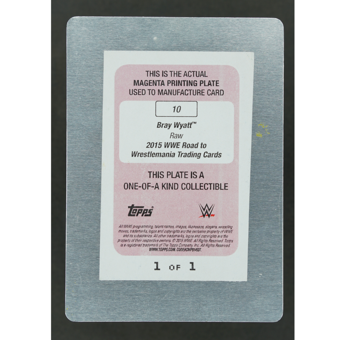 Bray Wyatt and his choir serenade John Cena 2015 Road to Wrestlemania 1/1 Printing Plate