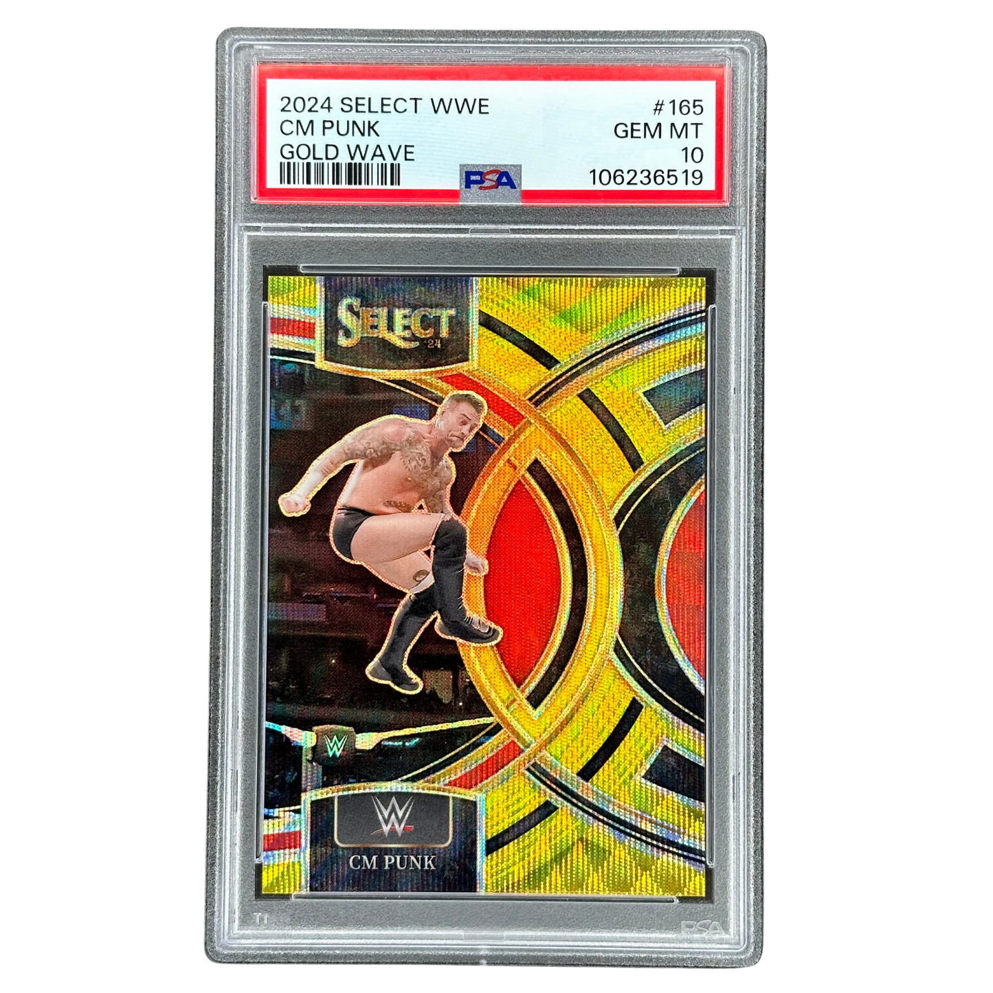 CM Punk 2024 Select Premier Gold Wave 8/10 PSA 10 #165