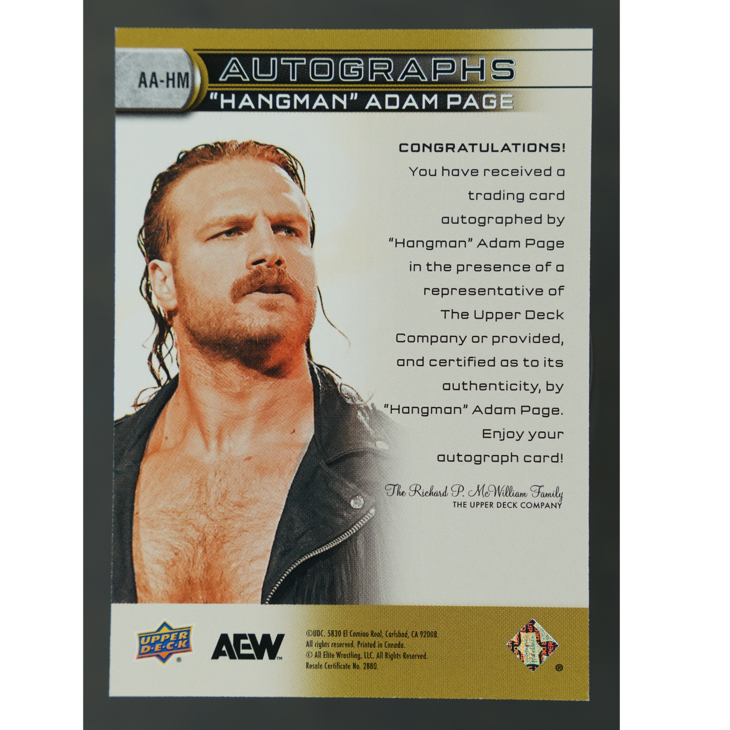 "Hangman" Adam Page 2025 AEW Auto #AA-HM