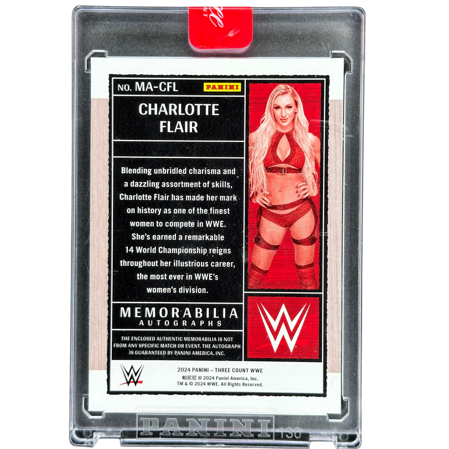 Charlotte Flair 2024 Three Count Memorabilia Auto 15/49 #MA-CFL