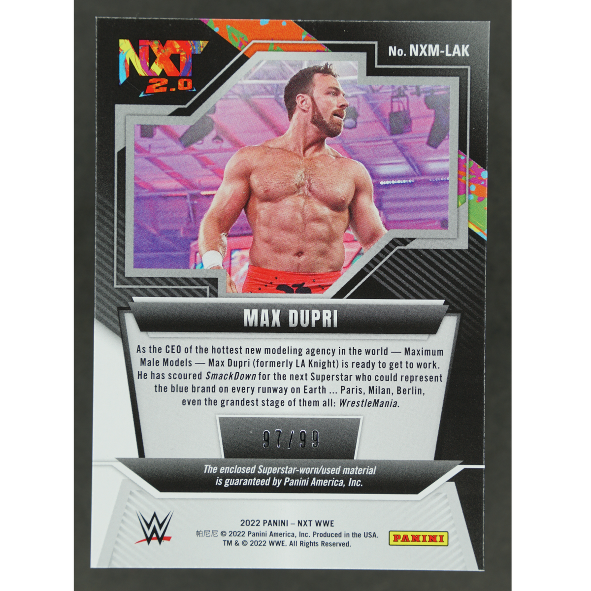 LA Knight 2022 NXT Memorabilia 97/99 #NXM-LAK