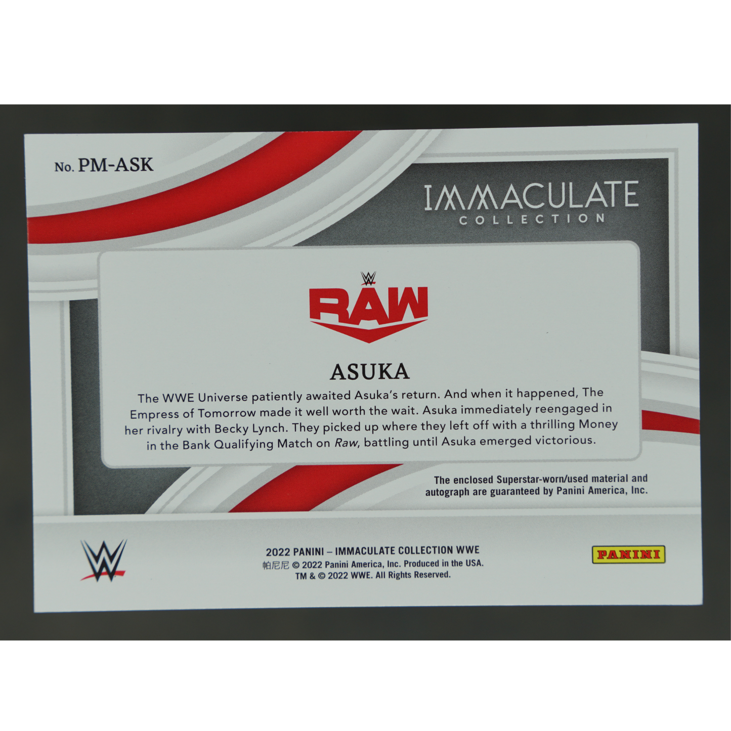 Asuka 2022 Immaculate Memorabilia Auto 45/99 #PM-ASK