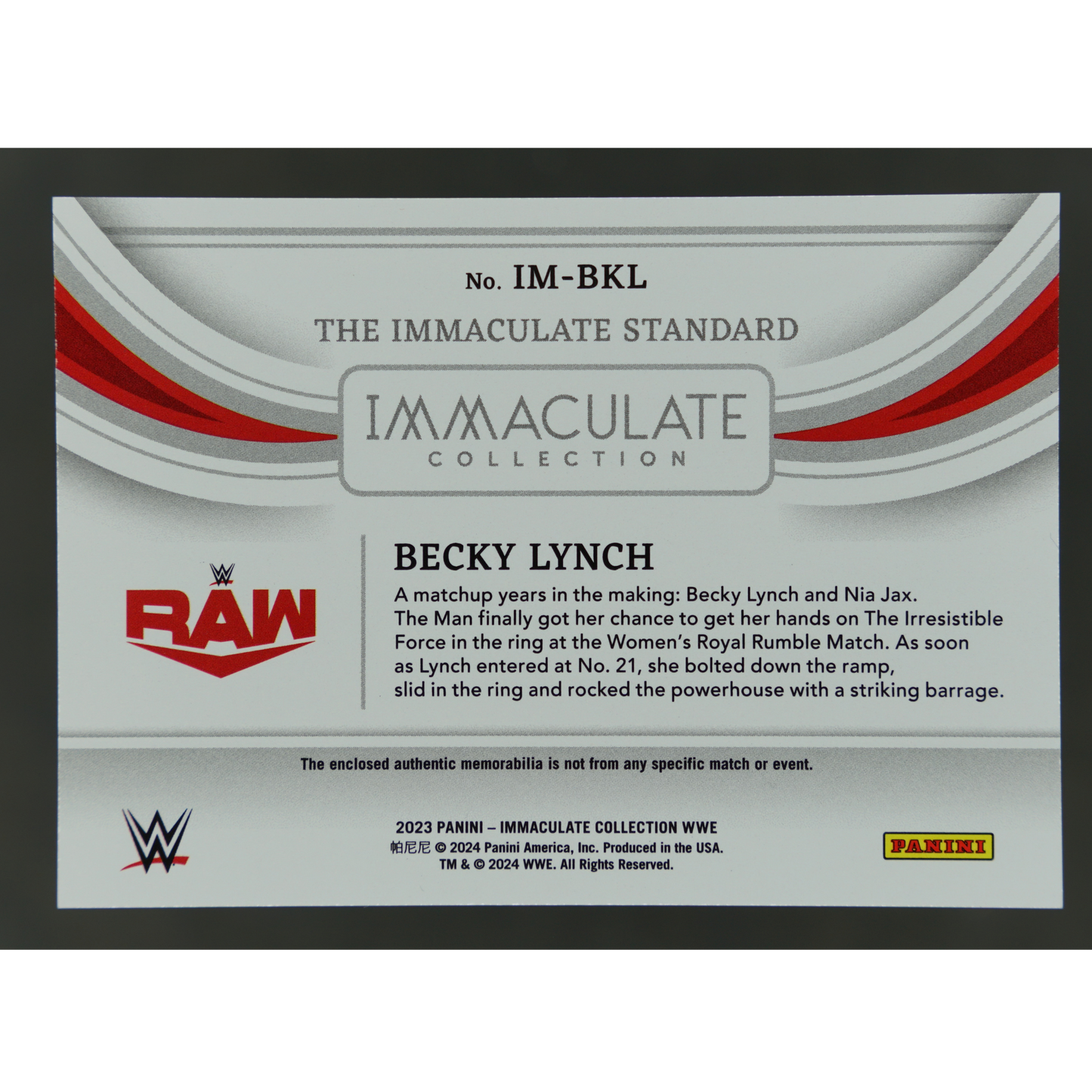 Becky Lynch 2023 Immaculate Memorabilia #IM-BKL