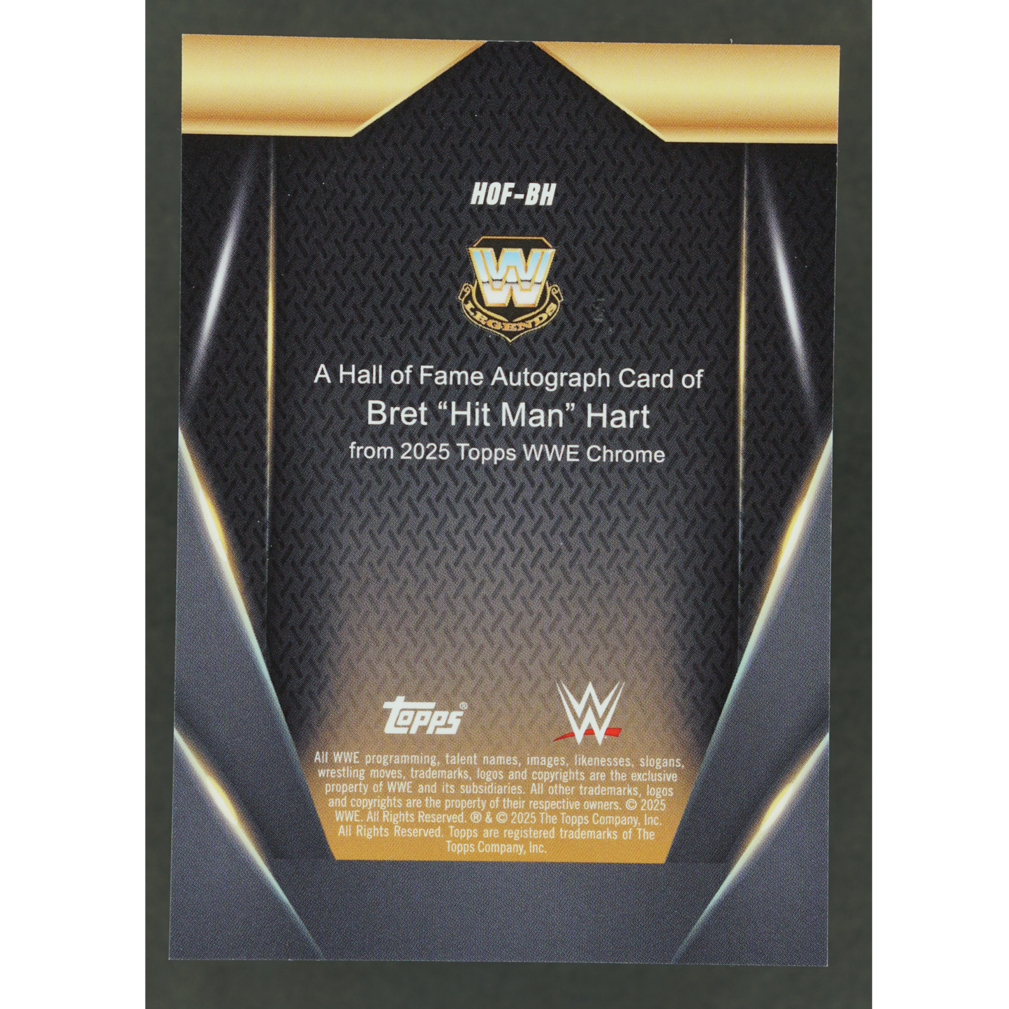 Bret "Hit Man" Hart 2025 Chrome Hall of Fame Auto #HOF-BH
