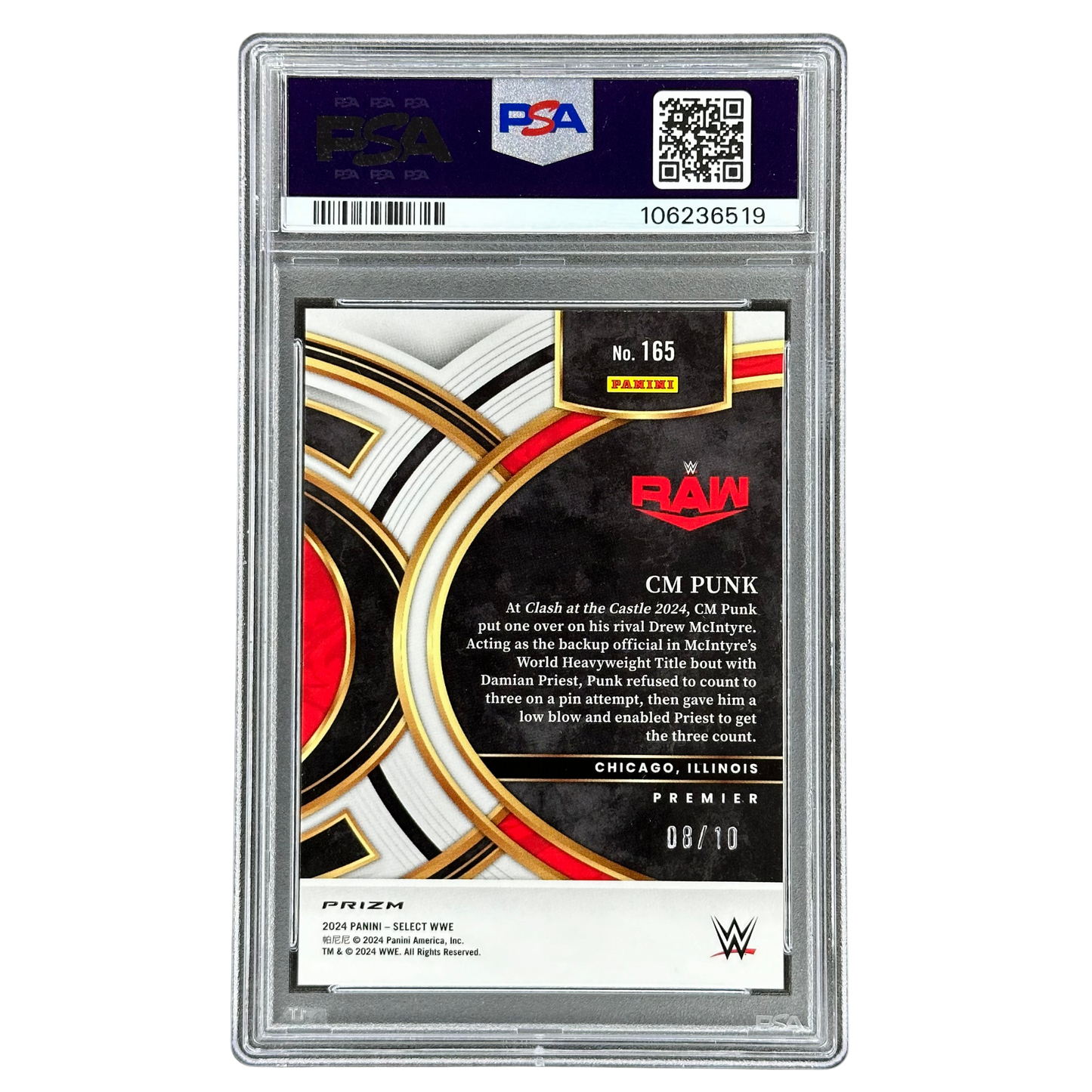 CM Punk 2024 Select Premier Gold Wave 8/10 PSA 10 #165