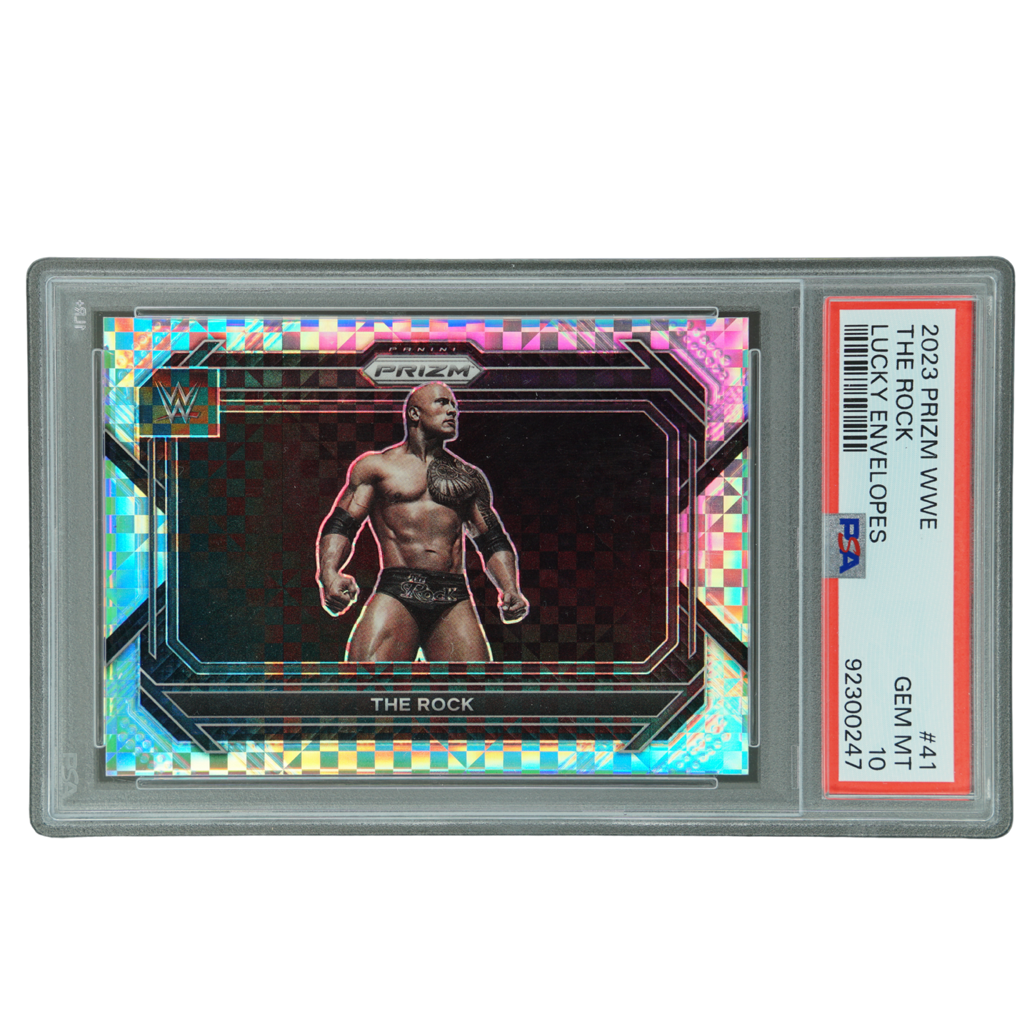 The Rock 2023 Prizm Lucky Envelopes 6/8 PSA 10 #41