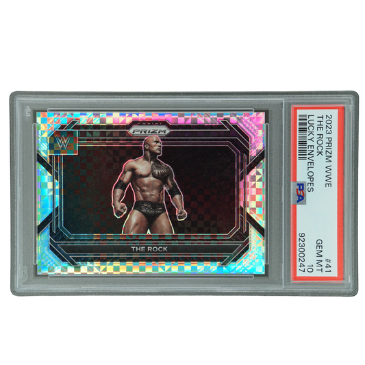 The Rock 2023 Prizm Lucky Envelopes 6/8 PSA 10 #41