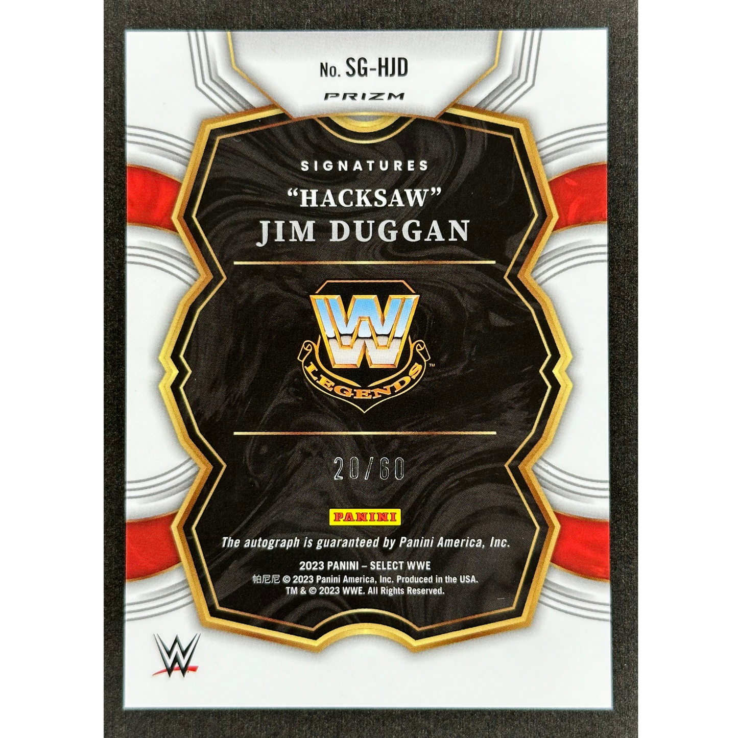 "Hacksaw" Jim Duggan 2023 Select Auto 20/60 #SG-HJD
