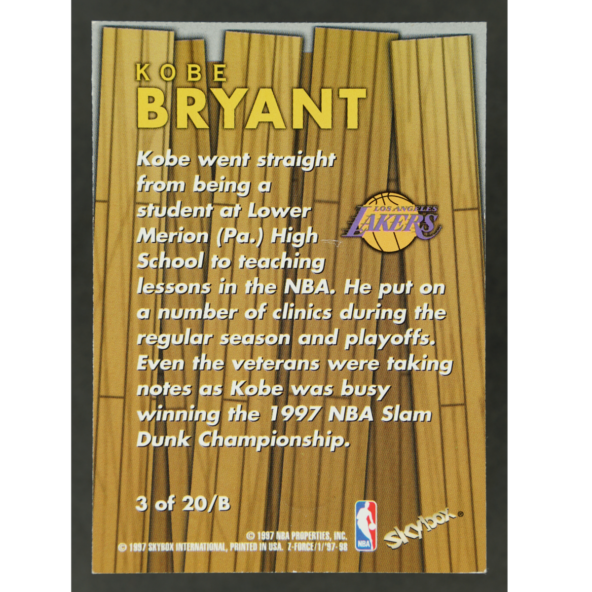 Kobe Bryant 1997 Skybox Z Force #3