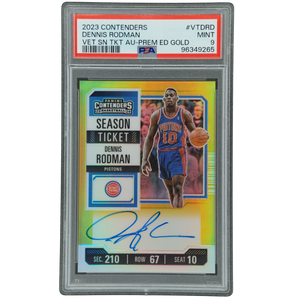 Dennis Rodman 2023 Contenders Season Ticket Auto Gold 6/10 PSA 9 #VT-DRD