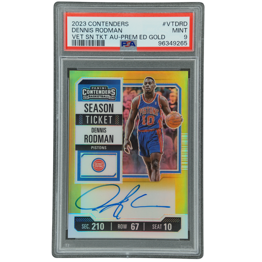 Dennis Rodman 2023 Contenders Season Ticket Auto Gold 6/10 PSA 9 #VT-DRD