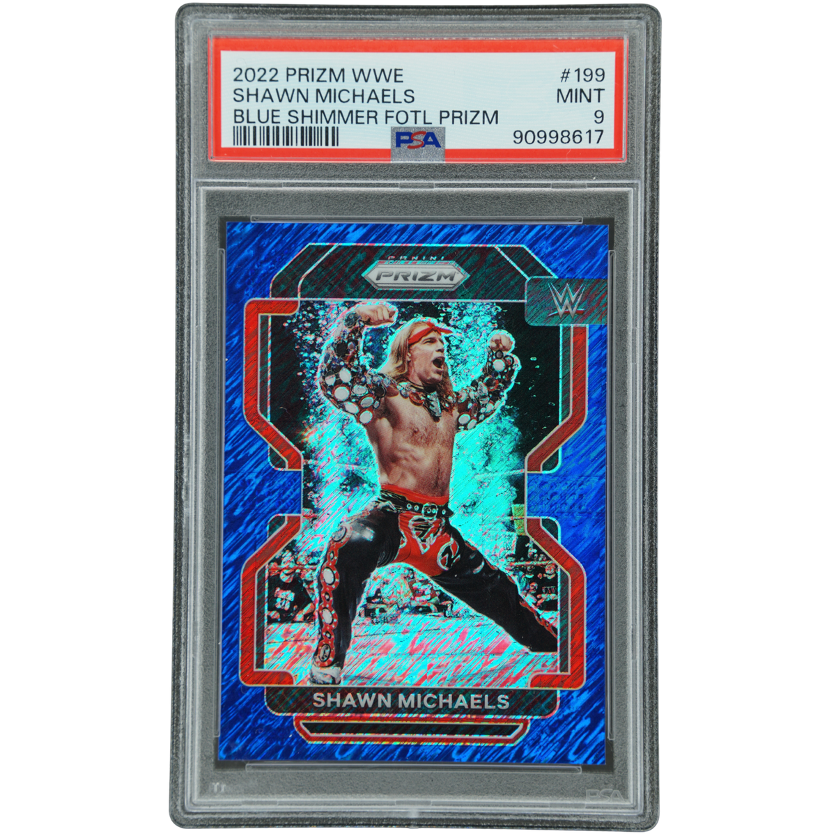 Shawn Michaels 2022 Prizm Blue Shimmer 1/10 #PSA 9