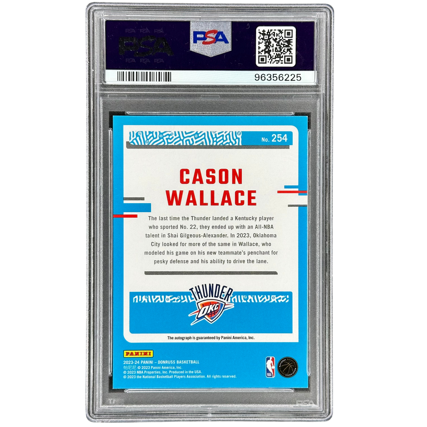 Cason Wallace 2023 Donruss Yellow Laser Auto RC 14/15 PSA 9 #254