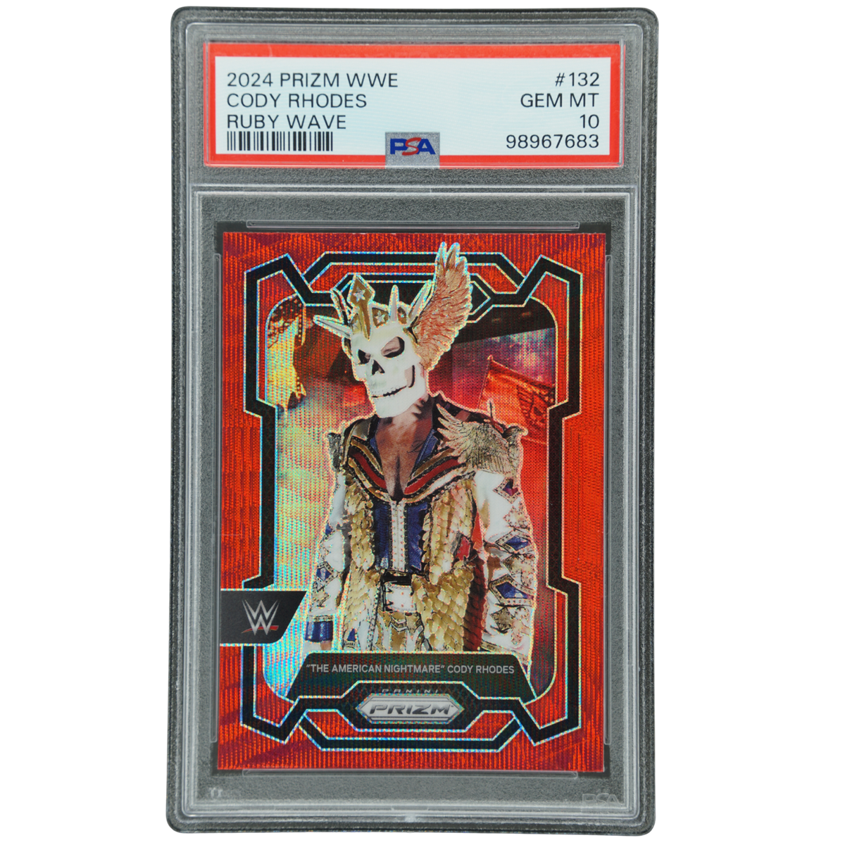 "The American Nightmare" Cody Rhodes 2024 Prizm Ruby Wave PSA 10 #132