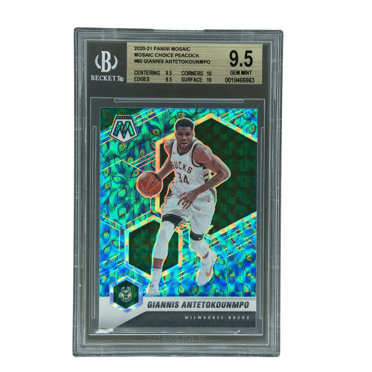 Giannis Antetokounmpo 2020 Mosaic Choice Peacock BGS 9.5 #80