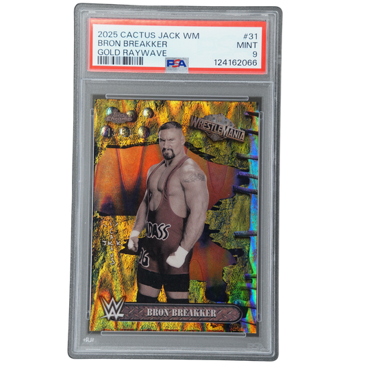 Bron Breakker 2025 Cactus Jack Wrestlemania Gold Raywave 13/50 PSA 9 #31