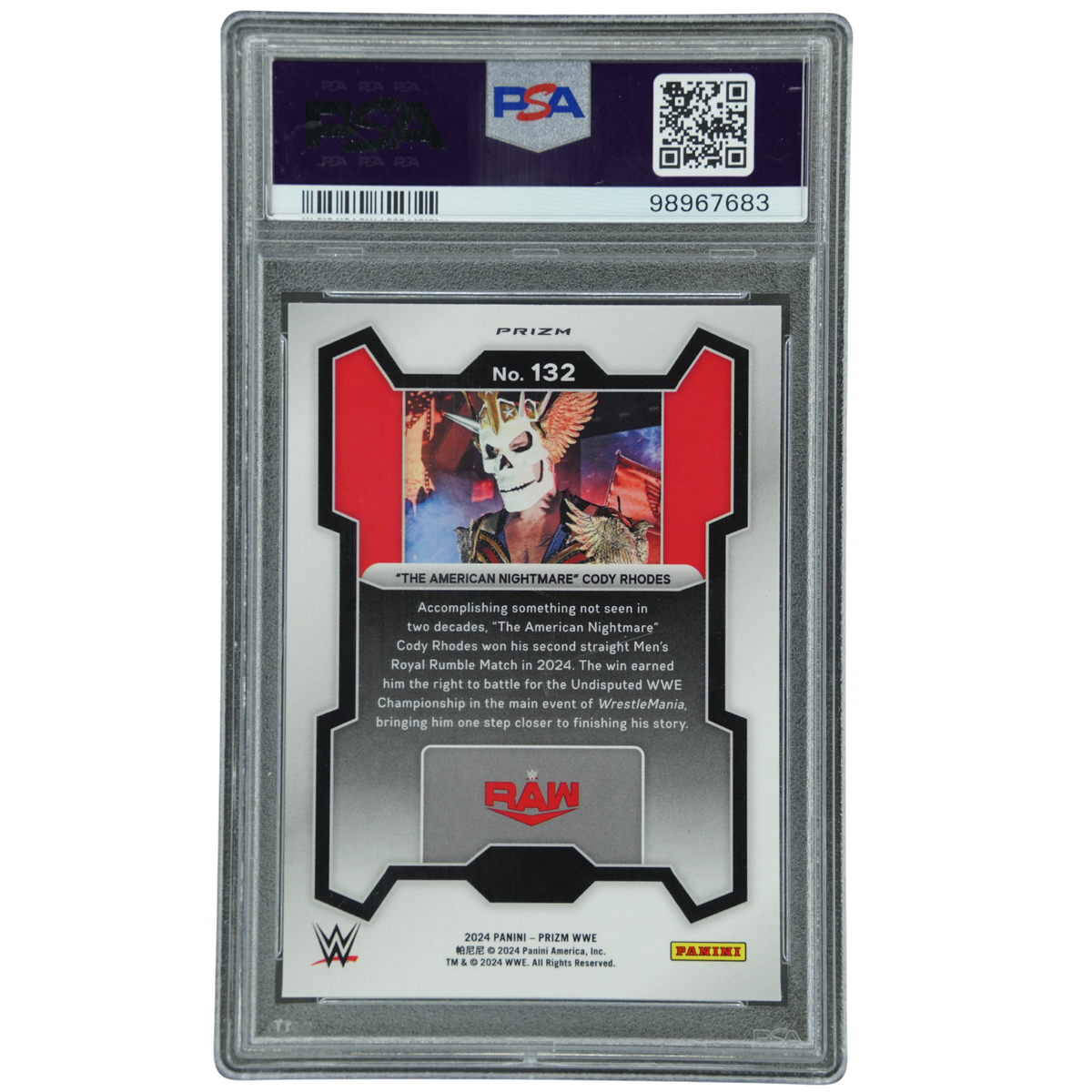 "The American Nightmare" Cody Rhodes 2024 Prizm Ruby Wave PSA 10 #132