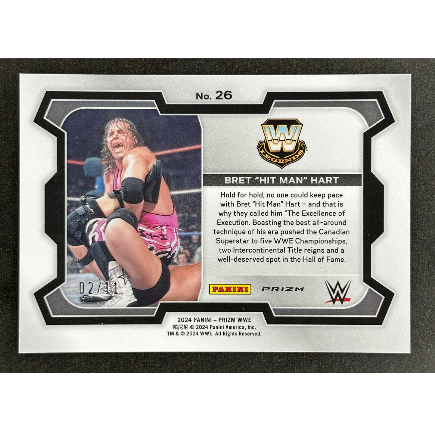 Bret Hart 2024 Prizm Blue Shimmer 2/11 #26