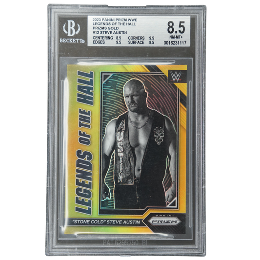 "Stone Cold" Steve Austinn 2023 Prizm Gold Legends of the Hall 3/10 BGS 8.5 #12